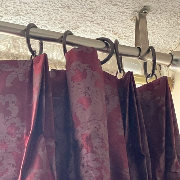 Waverly 1 pair of pinched pleat panels with rings, burgundy nwt curtains  25x84 - Picture 10 of 13